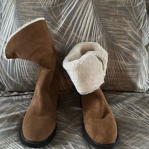 Comfy Bandalino Mid Calf Suede Faux Sherpa Lined Boots